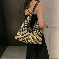 Bolso de Rafia para Mujer | Tote de Playa Tejido, Gran Capacidad