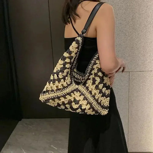 Bolso de Rafia para Mujer | Tote de Playa Tejido, Gran Capacidad