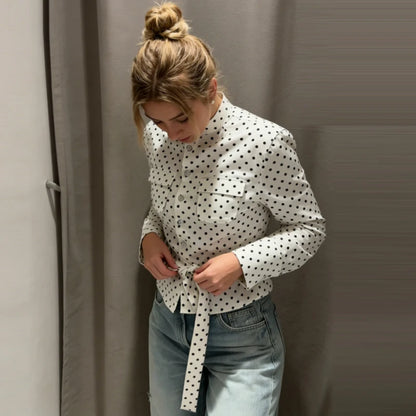 Top y Pantalón de Lunares para Mujer | Conjunto Crop a Juego