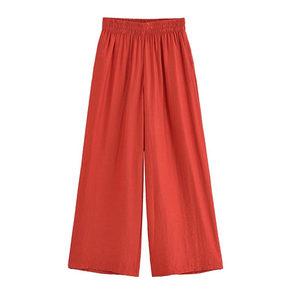 Conjunto Camisa y Pantalón Satinado para Mujer | Cintura Alta