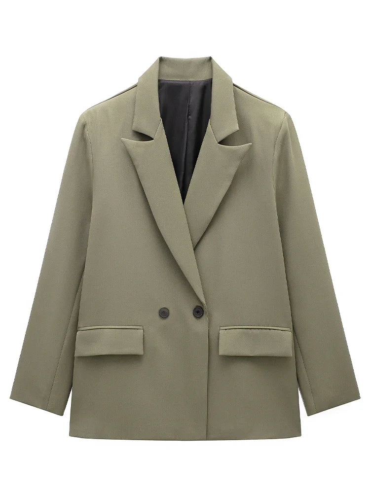 Blazer Cruzado Oversize para Mujer | Americana Holgada con Bolsillos de Tapeta