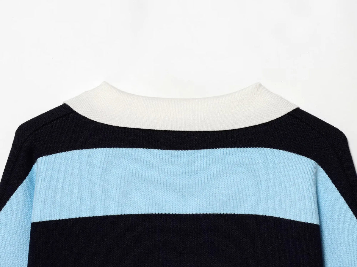 Jersey de Rayas Cuello Polo para Mujer | Oversize
