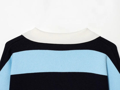 Jersey de Rayas Cuello Polo para Mujer | Oversize
