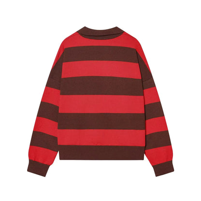 Jersey de Rayas Cuello Polo para Mujer | Oversize