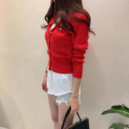 Cárdigan Corto para Mujer | Chaqueta de Punto Entallada con Botones Dorados