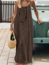 Vestido Largo de Verano de Tirantes para Mujer | Vestido Maxi de Playa con Espalda Descubierta