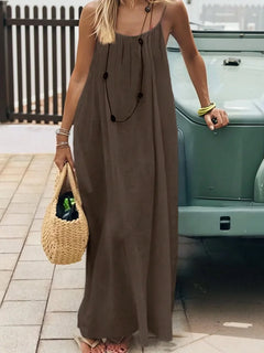 Vestido Largo de Verano de Tirantes para Mujer | Vestido Maxi de Playa con Espalda Descubierta
