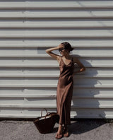 Vestido Midi Satinado de Tirantes para Mujer | Vestido Lencero de Verano Elegante y Casual