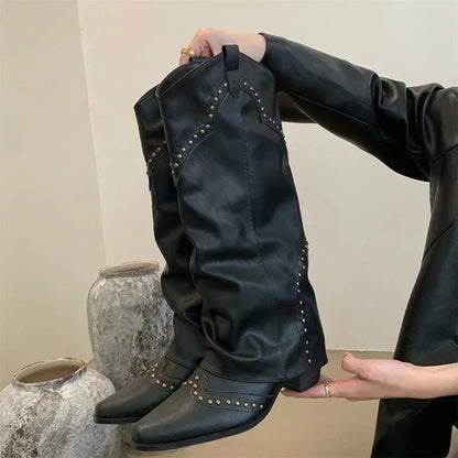 Botas Cowboy con Tachuelas para Mujer | Botas Vaqueras de Caña Alta