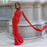 Vestido Largo Satinado para Mujer | Maxi de Verano Halter de Efecto Seda