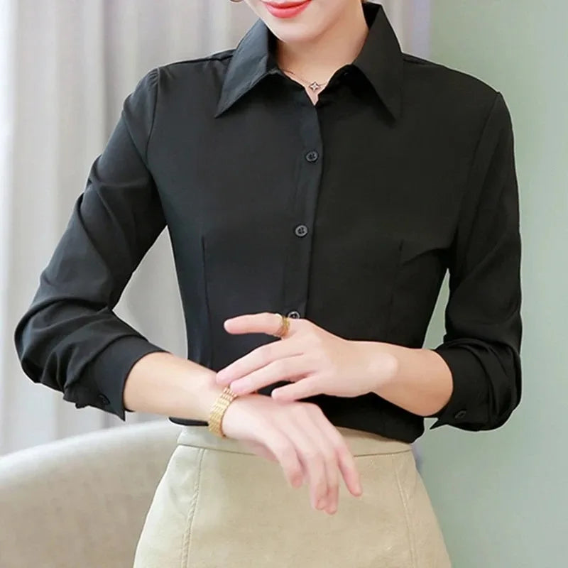 Camisa Blanca Entallada para Mujer | Camisa de Vestir Clásica de Oficina