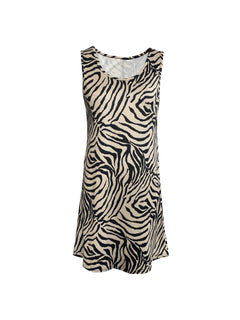 Vestido Corto de Verano para Mujer | Estampado de Cebra, Sin Mangas y Fluido