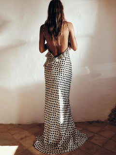 Vestido Largo de Lunares para Mujer | Vestido de Verano de Tirantes con Espalda Descubierta