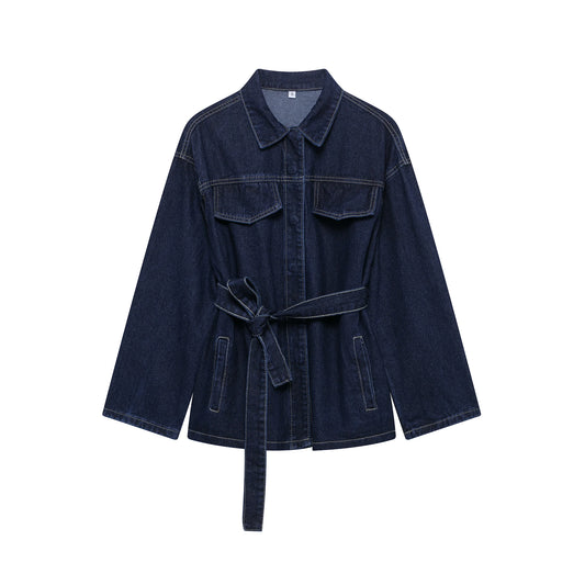 Conjunto Vaquero para Mujer | Chaqueta Vaquera con Cinturón y Vaquero Recto