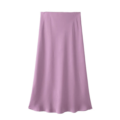 Falda Satinada Midi para Mujer | Cintura Alta