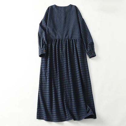 Vestido Camisero de Cuadros para Mujer | Holgado Vintage de Manga Larga