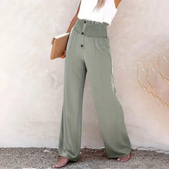 Pantalón de Lino para Mujer | Pantalón Ancho de Verano de Cintura Alta