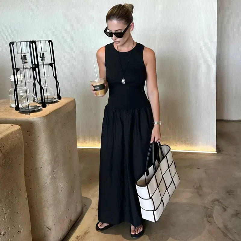 Vestido Largo Canalé para Mujer | Vestido Maxi de Tirantes Anchos de Verano
