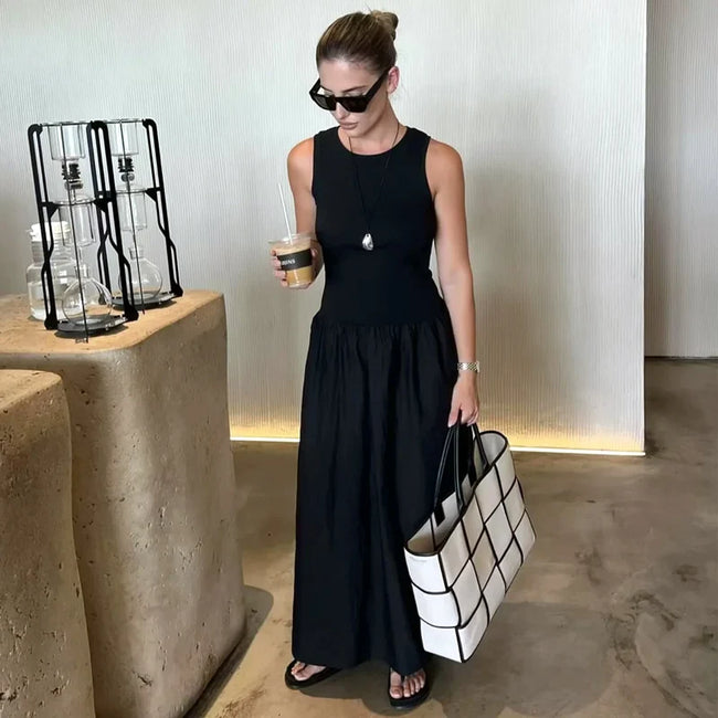 Vestido Largo Canalé para Mujer | Vestido Maxi de Tirantes Anchos de Verano
