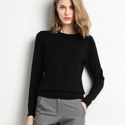 Jersey Cuello Redondo para Mujer | Punto Cashmere Entallado