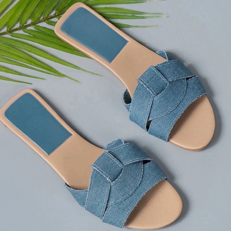 Sandalias Planas para Mujer | Sandalias de Verano de Rejilla Tejida Cómodas