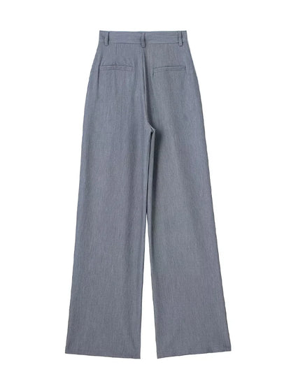 Pantalón de Pinzas Ancho para Mujer | Pantalón de Vestir Wide Leg de Tiro Alto