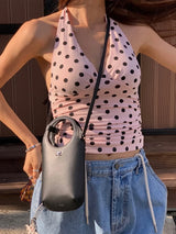 Top de Lunares para Mujer | Top Corto Halter con Cordones de Verano
