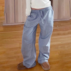 Pantalón Ancho de Rayas para Mujer | Cintura Elástica, Corte Fluido con Bolsillos, Verano