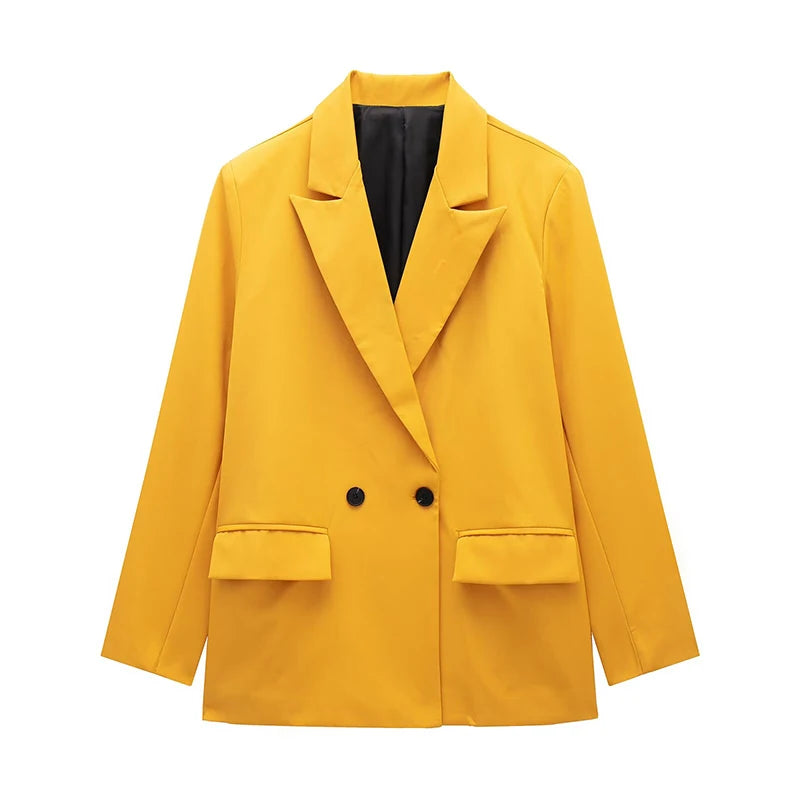 Blazer Cruzado Oversize para Mujer | Americana Holgada con Bolsillos de Tapeta