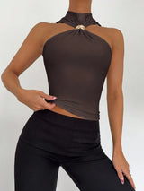Top Anudado con Anilla para Mujer | Top de Tirantes de Verano Entallado
