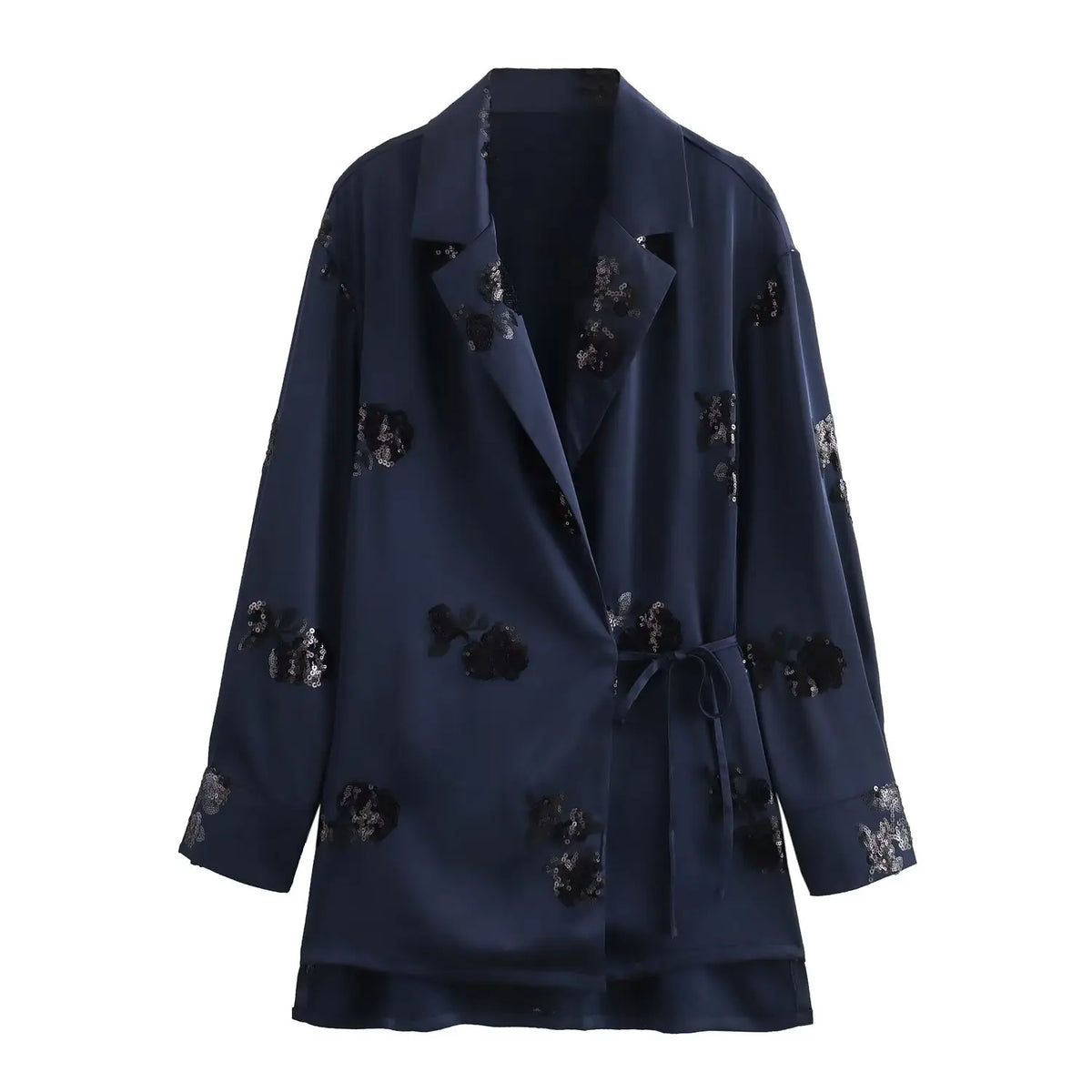 Conjunto Blazer y Pantalón Azul Marino para Mujer | Estampado de Lentejuelas