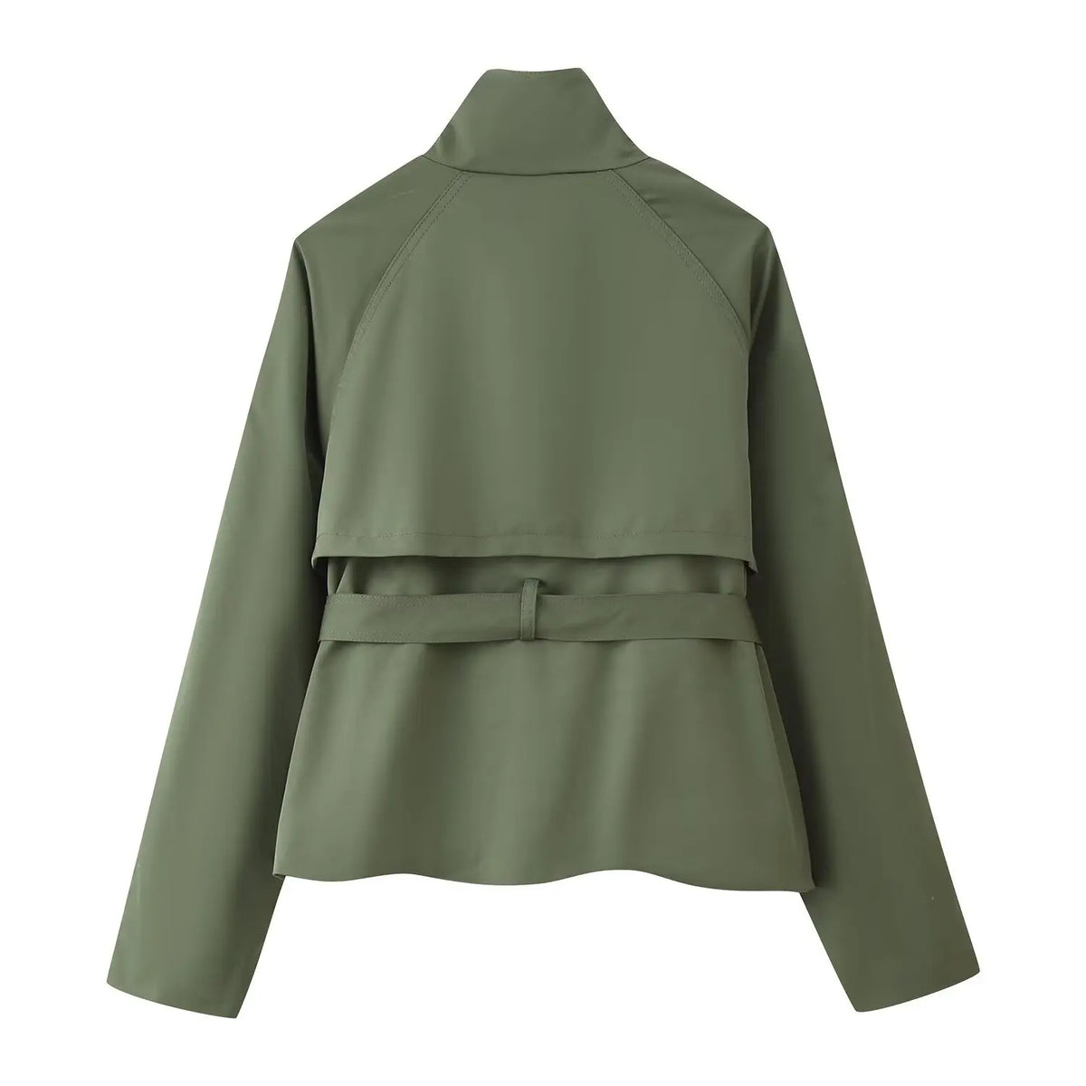 Gabardina Corta para Mujer | Trench Cruzado con Cuello Alto y Cinturón