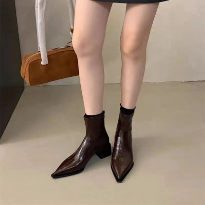 Botines de Punta Fina para Mujer | Botines Cómodos de Invierno con Cremallera