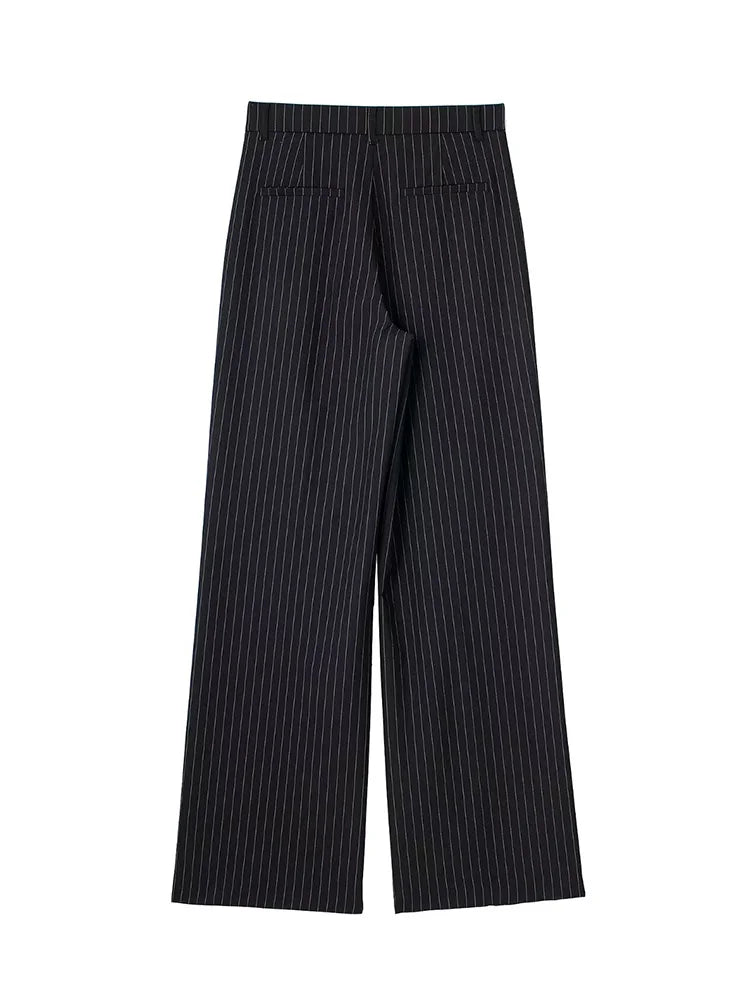Pantalón de Pinzas Ancho para Mujer | Pantalón de Vestir Wide Leg de Tiro Alto