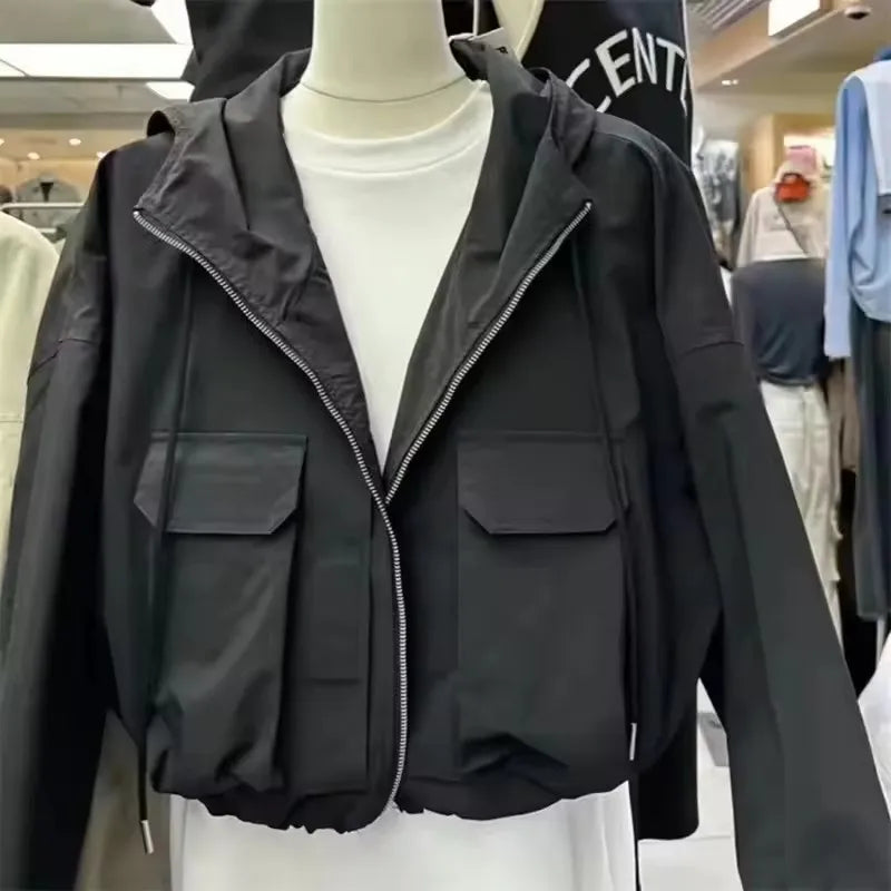 Cortavientos con Capucha para Mujer | Cropped
