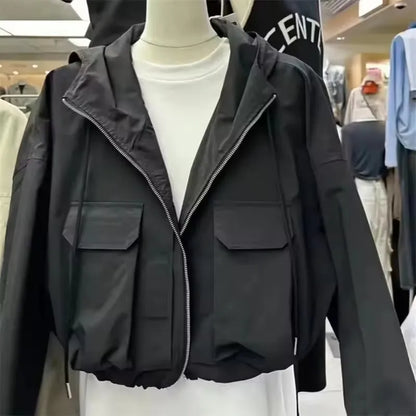 Cortavientos con Capucha para Mujer | Cropped