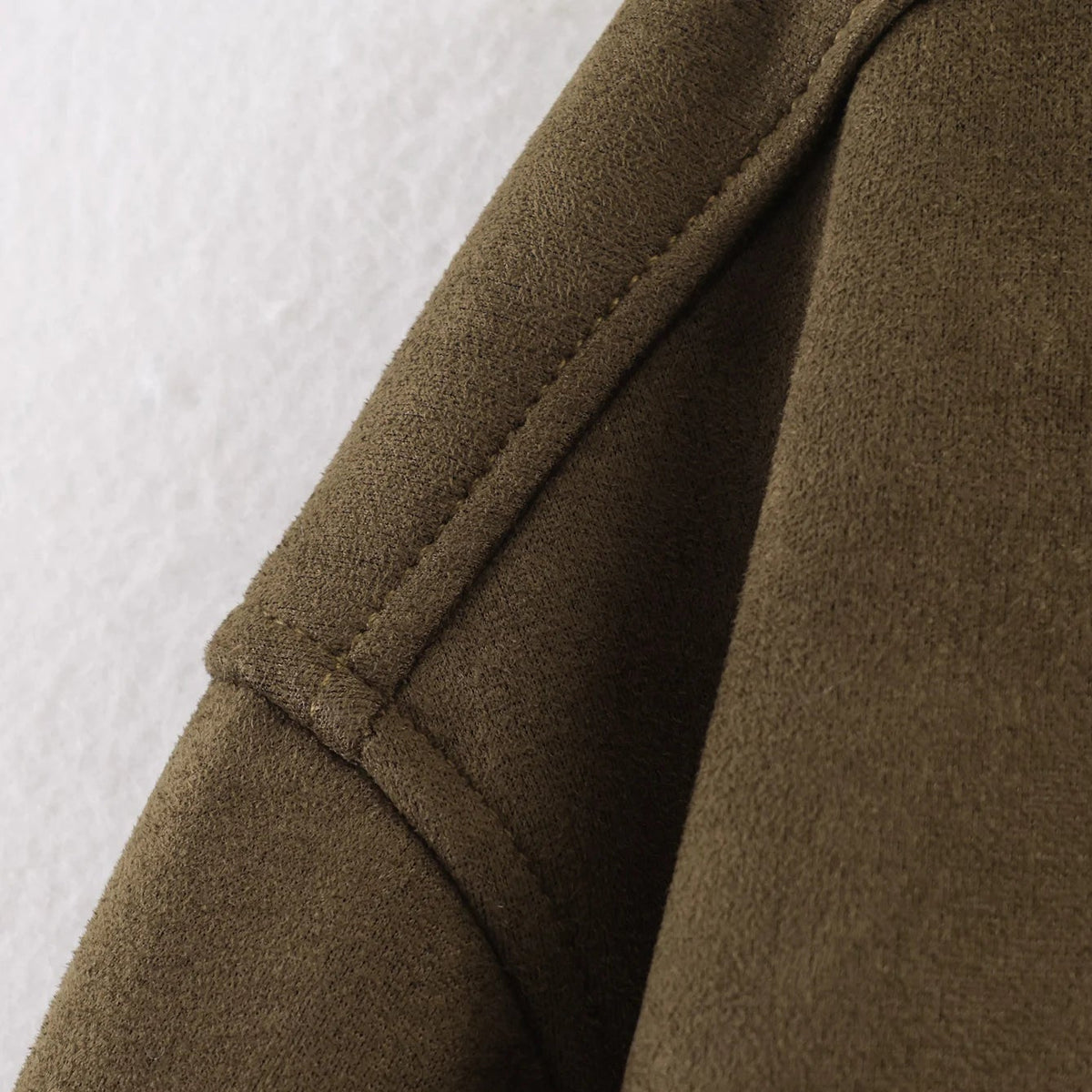 Cazadora de Antelina para Mujer | Chaqueta Efecto Ante con Cuello Alto y Bolsillos