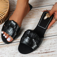 Sandalias Planas para Mujer | Sandalias de Verano de Rejilla Tejida Cómodas