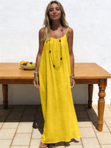 Vestido Largo de Verano de Tirantes para Mujer | Vestido Maxi de Playa con Espalda Descubierta