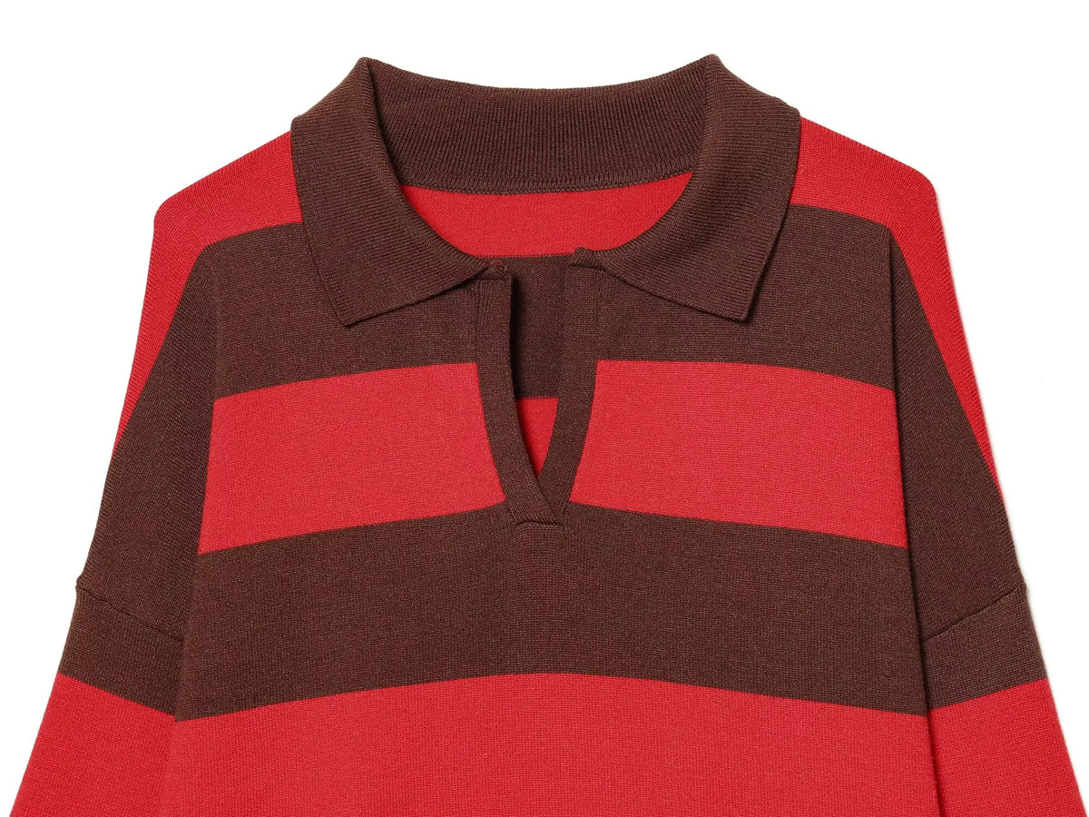 Jersey de Rayas Cuello Polo para Mujer | Oversize