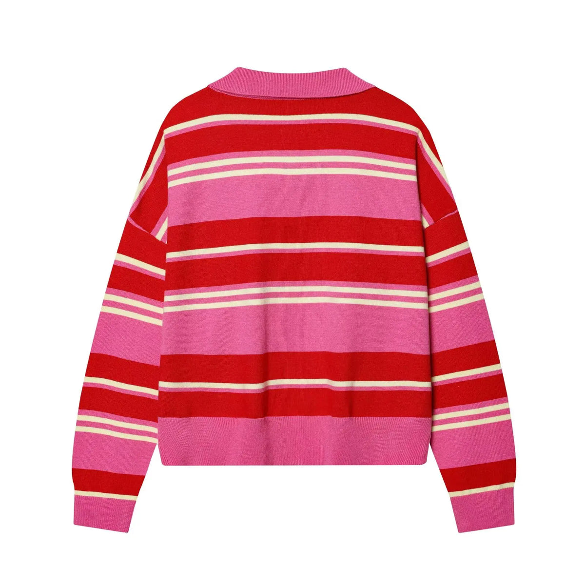 Jersey de Rayas Cuello Polo para Mujer | Oversize