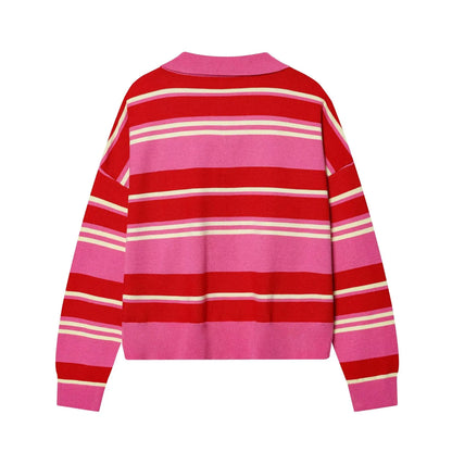 Jersey de Rayas Cuello Polo para Mujer | Oversize