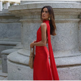 Vestido Largo Satinado para Mujer | Maxi de Verano Halter de Efecto Seda