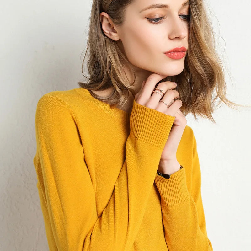 Jersey Cuello Redondo para Mujer | Punto Cashmere Entallado