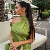 Vestido Largo Satinado para Mujer | Maxi de Verano Halter de Efecto Seda