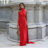 Vestido Largo Satinado para Mujer | Maxi de Verano Halter de Efecto Seda
