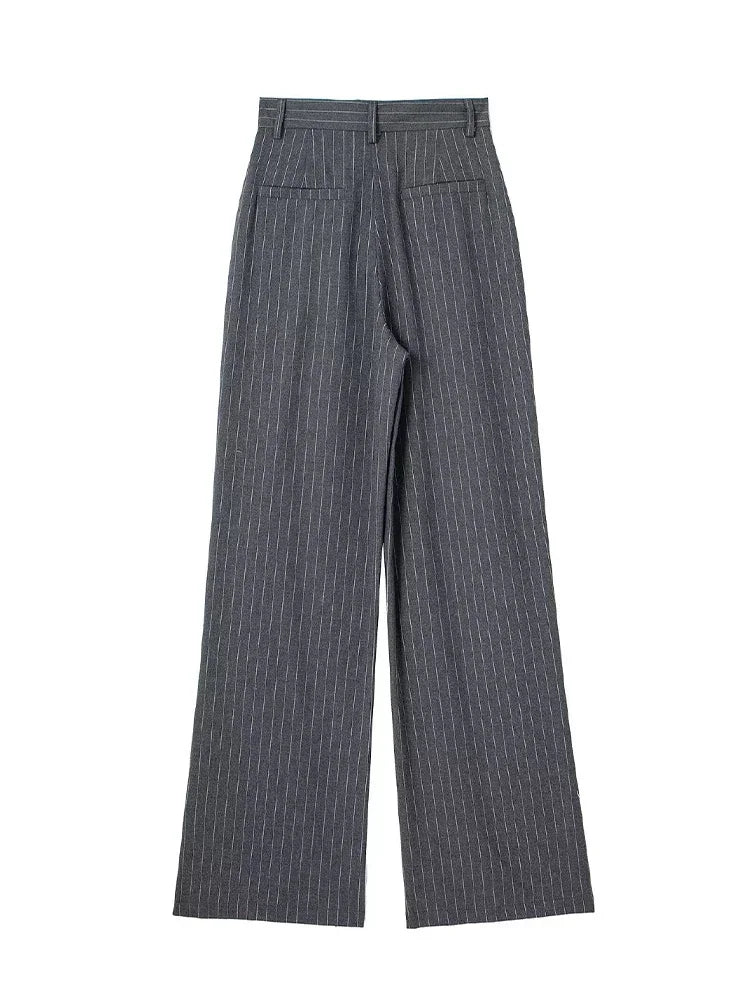 Pantalón de Pinzas Ancho para Mujer | Pantalón de Vestir Wide Leg de Tiro Alto