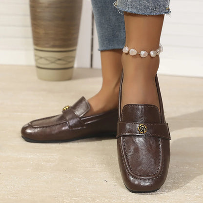 Mocasines para Mujer | Mocasines con Broche Floral Dorado