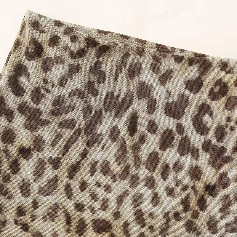 Falda Larga de Tul para Mujer | Estampado Leopardo de Cintura Alta