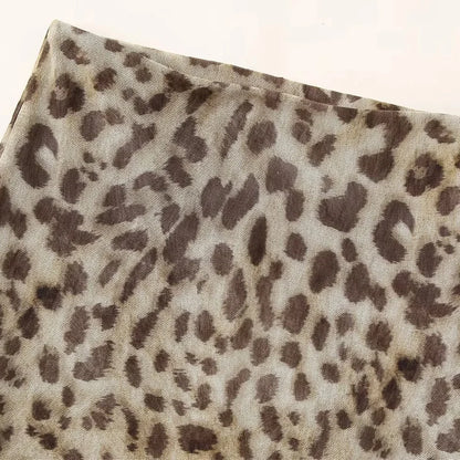 Falda Larga de Tul para Mujer | Estampado Leopardo de Cintura Alta